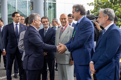 ACIMIT President Alessandro Zucchi welcomes the President of Uzbekistan Shavkat Mirziyoyev (c) 2023 ACIMIT