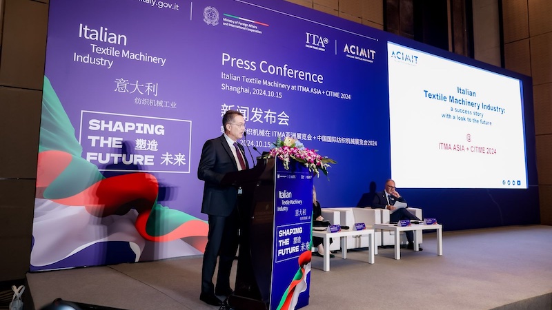 ACIMIT President Marco Salvade at the ITMA ASIA + CITME 2024 press conference © 2024 ACIMIT