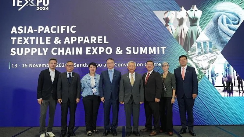 From Left to Right: (1) Jonas Wand, CEO and Co-Founder, FOURSOURCE, (2) Xu Yingxin, Vice President, China National Textile and Apparel Council (CNTAC), (3) Sharon Lim, President, Singapore Fashion Council, (4) Sun Ruizhe, President, China National Textile and Apparel Council (CNTAC), (5) Albert Tan, Chairman, ASEAN Federation of Textile Industries (AFTEX), (6) Poh Chi Chuan, Executive Director, Exhibition and Conferences Singapore Tourism Board, (8) Peter Liang Pengcheng, President, Sub-Council of Textile Industry, China Council for the Promotion of International Trade (CCPIT TEX) © 2024 APTEXPO