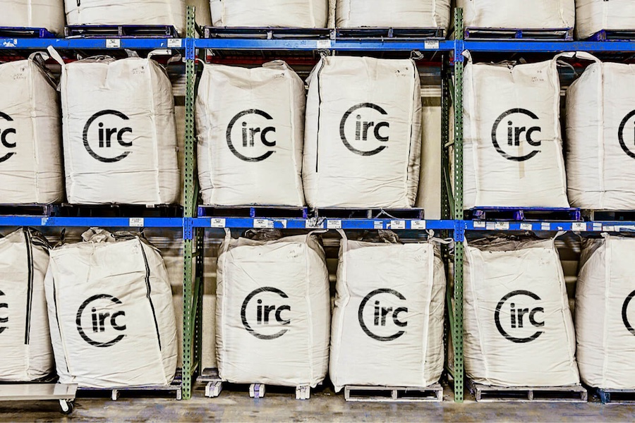 Bags of Circ’s recycled textile material © 2025 CIRC