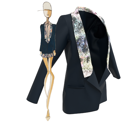 Stephanie London Waldrip Blazer with sketch (c) 2019 Stephanie London