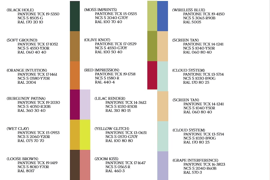 Colour palette Heimtextil Trends 26/27 Photo: © 2025 Alcova for Heimtextil Colour palette Heimtextil Trends 26/27 Photo: © 2025 Alcova for Heimtextil