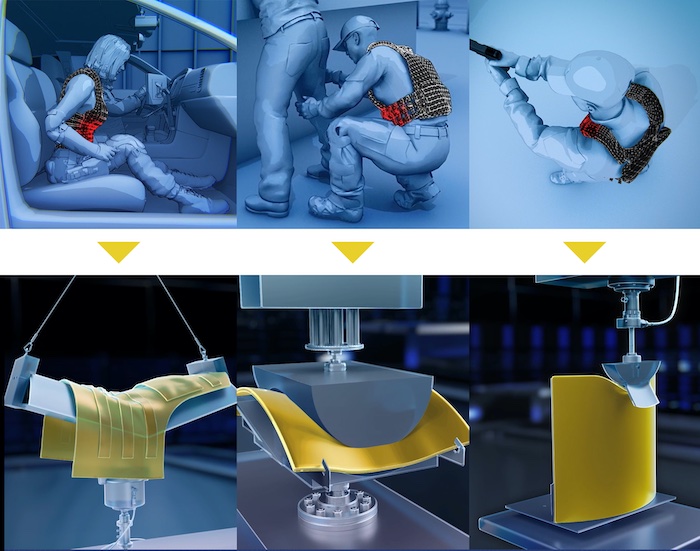 Testing laboratory Hohenstein and DuPont have collaborated to develop three innovative and reliable test methods for soft ballistic inserts: The Lower Costal Bending (LCB) test, the Double Curvature Compression (DCC) test and the Edge Pressure (EP) test. Picture: Courtesy of DuPont ©2024