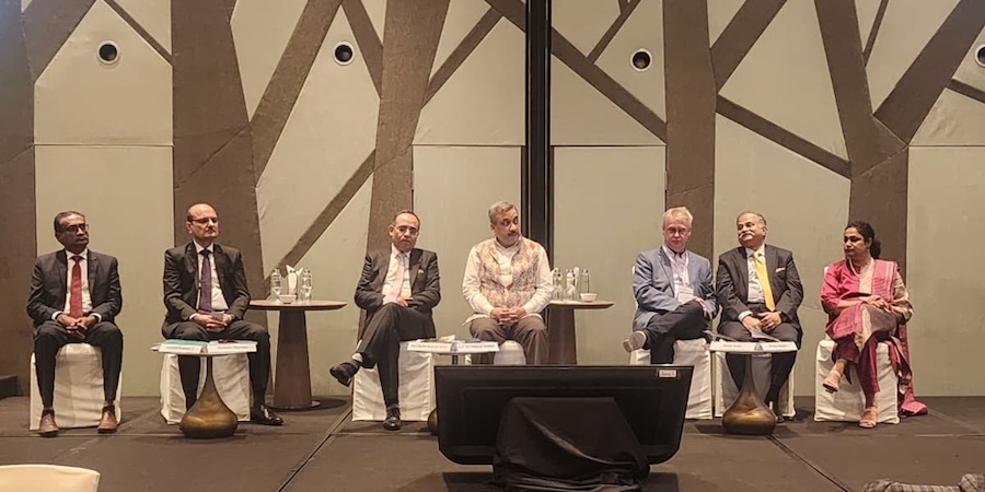 Distinguished Guests (L-R)  Mr. Senthil Kumar, Hon Treasurer, India ITME Society; Mr. Hemant Sharma, President – Polyester, Reliance Industries Ltd.; Mr. Rohit Kansal (IAS), Additional Secretary, Ministry of Textiles, Govt of India; H. E. Dr. Shilpak Ambule (IFS), High Commissioner of India to Singapore; Mr. Jason Kent, CEO, British Textile Machinery Association; Mr. Ketan Sanghvi, Chairman, India ITME Society; Dr. Seema Srivastava, Executive Director, India ITME Society © 2025 India ITME Society