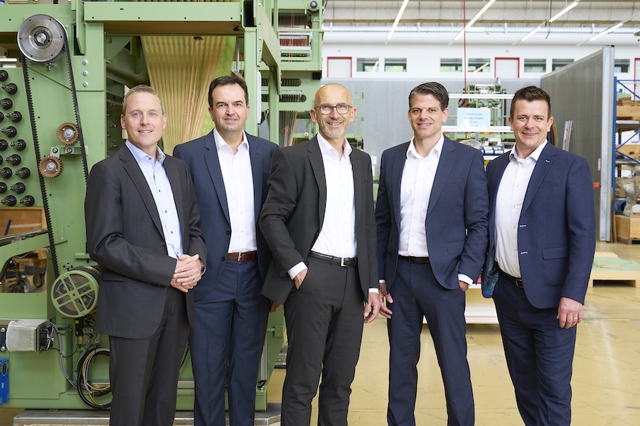 JMG’s Group Management Team (from left to right): Fabian Voser (COO), Hanspeter Weilenmann (CFO), Andreas Conzelmann (CEO), Stephan Bühler (Owner), Bertram Wendisch (CTO); Benedikt Rentsch (CCO) will assume his new position as of March 1, 2025 © 2025 Jakob Müller Group