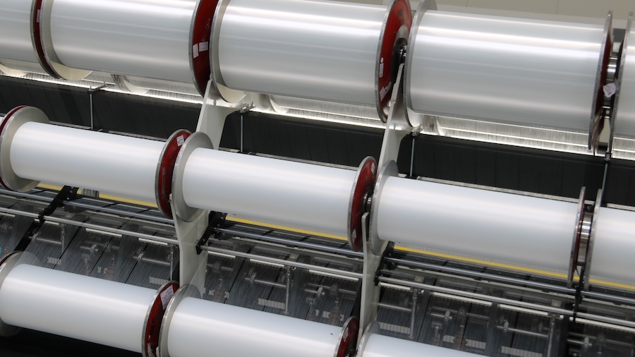 Detail of a four bar tricotmachine © 2026 KARL MAYER 