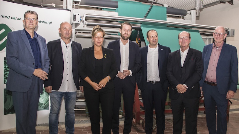 Pictured during her visit to ETV is NRW's Economics and Climate Protection Minister Mona Neubaur (third left), with members of the ETV and Monforts management teams, including Dirk Tunney (far left) and Gunnar Meyer (far right). Image courtesy ETV