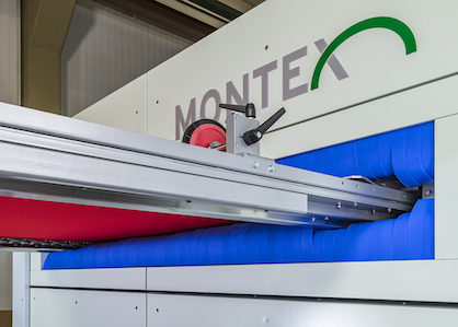 The patented Monforts Bionic Fin® slot sealing absolutely minimizes air leakage at the fabric inlet and outlet of the stenter chamber (c) 2019 Monforts The patented Monforts Bionic Fin® slot sealing absolutely minimizes air leakage at the fabric inlet and outlet of the stenter chamber (c) 2019 Monforts