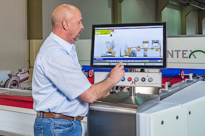 The Monforts HMI operator dashboard with a visualization slider function for easy operation of the stenter range (c) 2019 Monforts The Monforts HMI operator dashboard with a visualization slider function for easy operation of the stenter range (c) 2019 Monforts