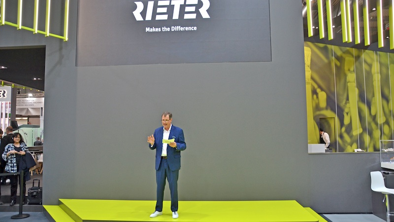 Riter CEO Thomas Oetterli at ITMA 2023 © 2024 TexData International