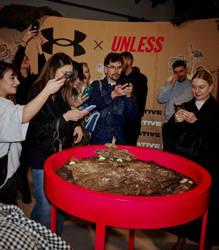 Demonstrating the biodegradable fabric © 2025 Under Armour Demonstrating the biodegradable fabric © 2025 Under Armour