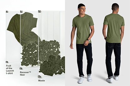 The new range of tees are made with 20% Recover™ recycled cotton fiber, transforming textile waste into new garments. (Photo: Fruit of the Loom®)