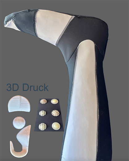 Textile ankle-foot orthosis with footbed printed into the sock. Photo: DITF