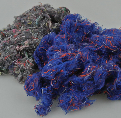 Used textiles after the tearing process. Back: Cotton, front: aramid. Photo: DITF Used textiles after the tearing process. Back: Cotton, front: aramid. Photo: DITF
