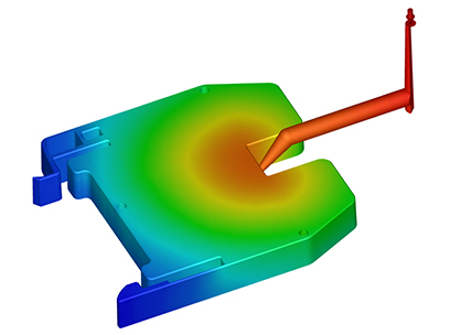 Injection filling simulation performed on electric parts.