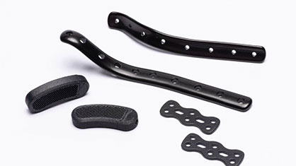 Evonik’s new PEEK filaments feature 12% and 20% carbon-fiber content, respectively, offering a choice of material depending on the required strength and flex properties of 3D printed medical devices. (©Evonik) Evonik’s new PEEK filaments feature 12% and 20% carbon-fiber content, respectively, offering a choice of material depending on the required strength and flex properties of 3D printed medical devices. (©Evonik)