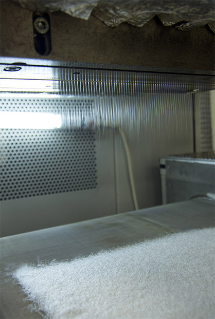 Meltblown polpropylene nonwovens are the critical component of the face masks needed for Covid-19 frontline workers. (c) 2020 FET Meltblown polpropylene nonwovens are the critical component of the face masks needed for Covid-19 frontline workers. (c) 2020 FET
