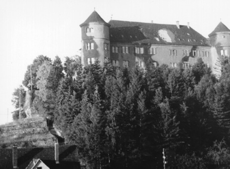 This photograph from spring 1946 shows Hohenstein Castle with camouflage paint and damage caused by shell impacts. © Hohenstein This photograph from spring 1946 shows Hohenstein Castle with camouflage paint and damage caused by shell impacts. © Hohenstein