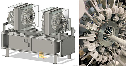 Winding unit for the continuous production of fibre-reinforced thermoplastic pipe profiles, source: ITA