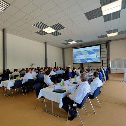ITMA Workshop: More than 60 Mahlo sales partners from all over the world came to the workshop in Saal. © 2023 Mahlo GmbH + Co. KG