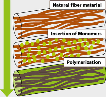 Cavity polymerisation of flax-fibres/ Source: DuroBast