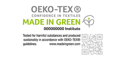 MADE IN GREEN by OEKO-TEX® is a traceable consumer label for sustainable textiles. Each product awarded the label has a unique product ID that gives consumers visibility to the product’s origins including the countries in which the textiles were produced. © OEKO-TEX®
