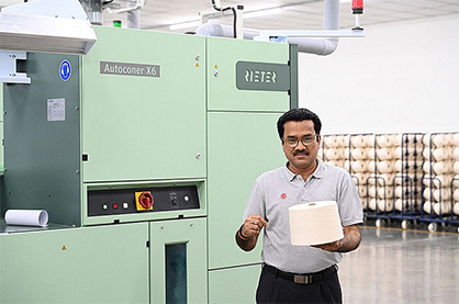 K.K. Rana, General Manager Technical Sri Bhagirath Textiles, highlights the excellent yarn and package quality. © 2023 Rieter