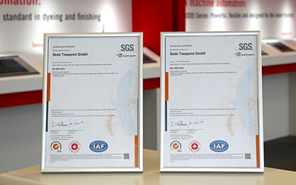 Fig.: Sedo Treepoint has once again been certified for its quality and environmental management in according with DIN EN ISO 9001 und DIN EN ISO 14001.