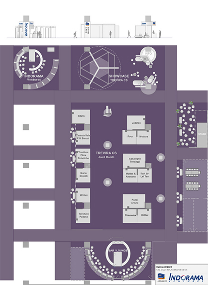 © Photo: Indorama Ventures Fibers Germany GmbH | Stand layout of the Trevira CS Joint Stand, Heimtextil 2024