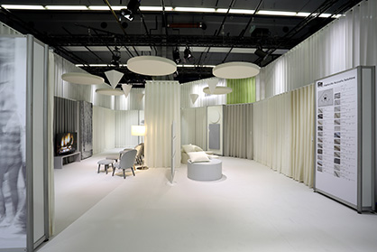 Room acoustics section of the booth at Heimtextil 2018
© Photo: Trevira GmbH Room acoustics section of the booth at Heimtextil 2018
© Photo: Trevira GmbH