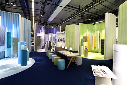 Trevira exhibition at the joint fair booth at Heimtextil 2018
© Photo: Trevira GmbH Trevira exhibition at the joint fair booth at Heimtextil 2018
© Photo: Trevira GmbH